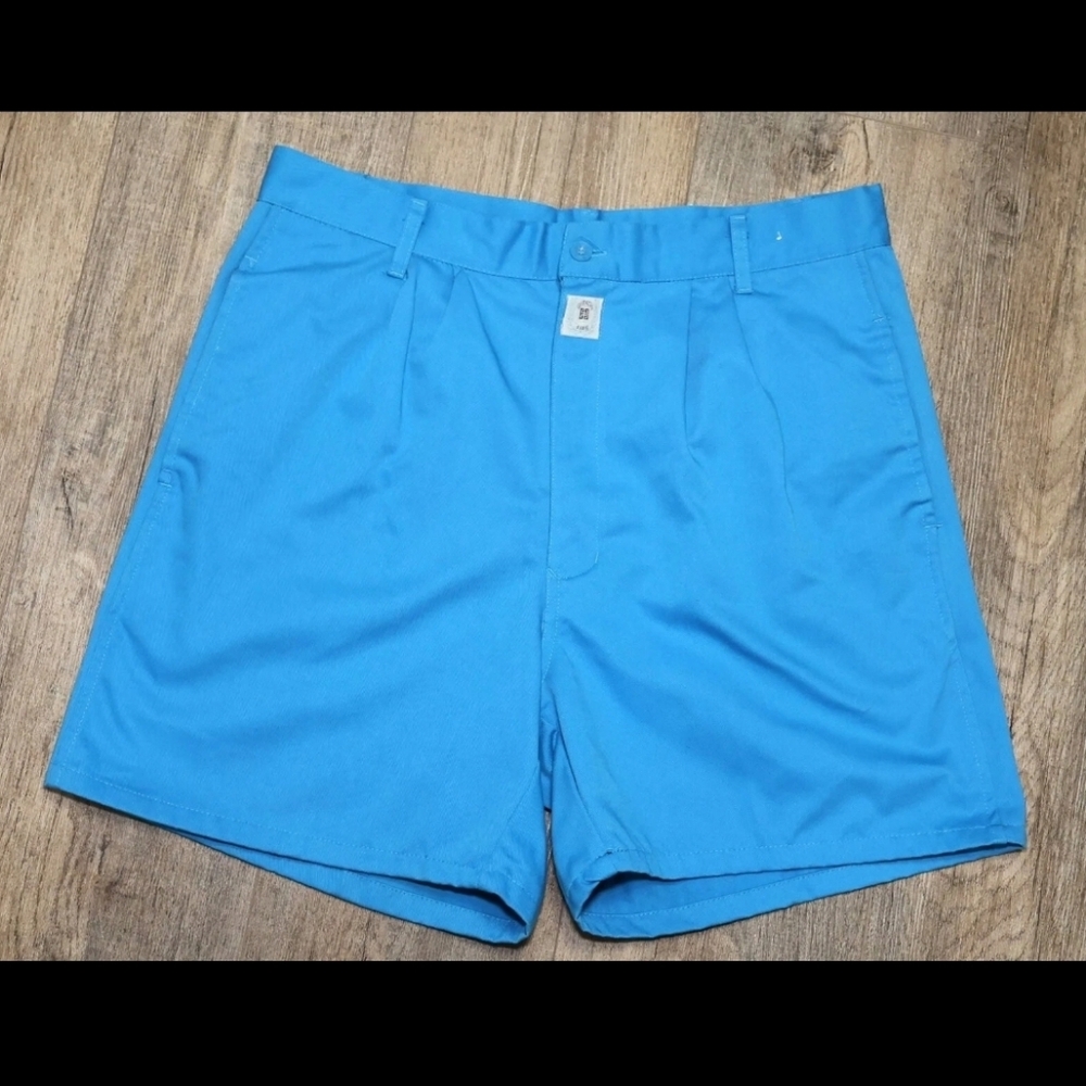 Givenchy Paris Active Mens 34 Vintage Shorts Pleated Front Blue Retro 80s 90s